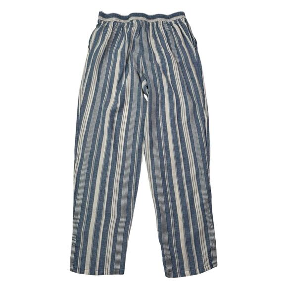 Anthropologie Maeve Women's Size 8 Striped Linen Blend Elastic Waist‎ Crop Pants - Picture 2 of 16